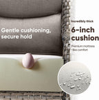 Swivel Patio Chairs sofa Set of 2 with 6" Thick Cushion - Wicker Outdoor Swivel Rocker Patio Chair ,Sofa/Glass coffee table, High Back Comfortable Outdoor Glider Chairs - Grey Wicker | Grey Cushions