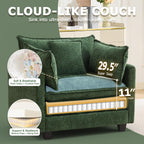 42" Modular Sectional Sofa, Cloud Couch Single-Seat Accent Chair | Comfy Chenille Deep Seat Sofa with Throw Pillow, Single Seat Modern Couches for Living Room Bedroom Apartment, Green, 42"