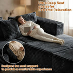 110 Modular Sectional Sofa with 2 Ottomans, Corduroy U-Shaped Modular Sectional Sofa, Convertible Cloud Couch with Deep Seats, No Assembly Required (Grey, 110" 3Seat+2 0ttoman)