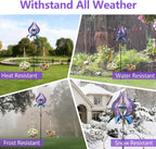 Multifunction Solar Wind Spinner Outdoor with Shepherd Hooks MANORTANG 83 Inch Metal Large Landscape Light Double Coconut Basket LED Windmill Outdoor Decoration for Yard Garden Lawn Patios (Purple)