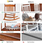 Outvita Outdoor Rocking Chair, Solid Wood High Back Rocker, Natural | All Weather Lounge Chair for Porch Patio Fire Pit Garden Backyard Deck Indoor, Wave Shape