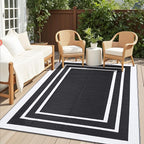 OLANLY Outdoor Rug 5x8 ft Waterproof, Reversible Outdoor Plastic Straw Rug, RV Mat, Indoor Outdoor Carpet Clearance for Patio, Camping, Balcony, Deck, Backyard, Black & White