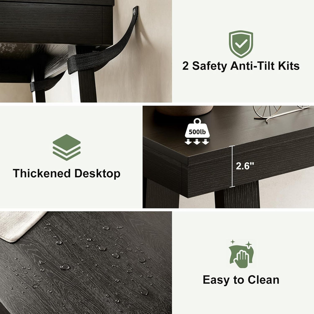 36" Narrow Console Table - 500lb Capacity 2-Tier Entryway Table, 2.6" Thick Top, Easy Clean & 15-Min Assembly, Sofa Table for Small Spaces