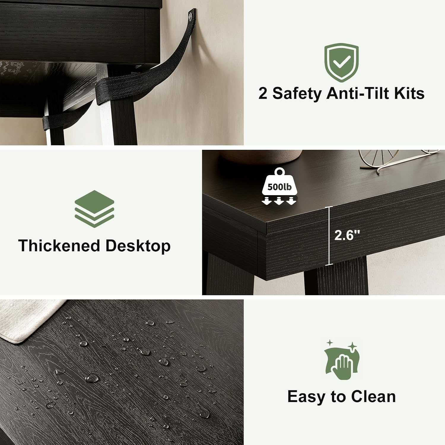 36" Narrow Console Table - 500lb Capacity 2-Tier Entryway Table, 2.6" Thick Top, Easy Clean & 15-Min Assembly, Sofa Table for Small Spaces