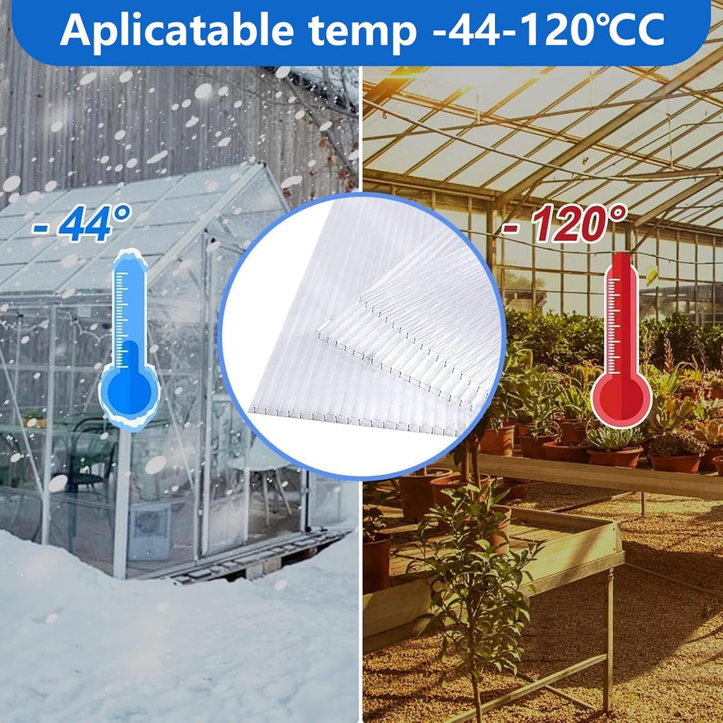 DGSL 14 Pcs Polycarbonate Greenhouse Panels, 4' x 2' x 0.16'' Twin-Wall Panels, Polycarbonate Sheet for All Weather Outdoor Garden and Greenhouse Covering