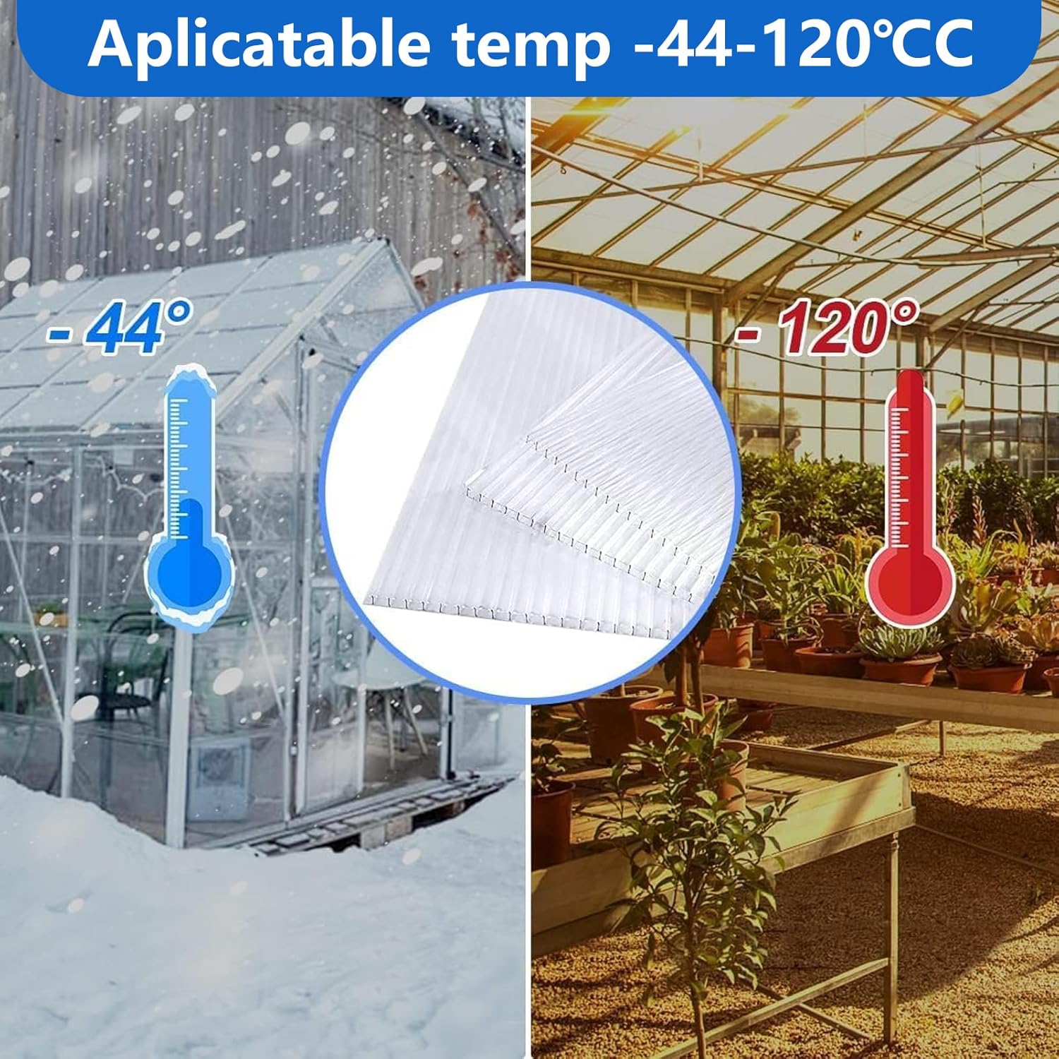 DGSL 14 Pcs Polycarbonate Greenhouse Panels, 4' x 2' x 0.16'' Twin-Wall Panels, Polycarbonate Sheet for All Weather Outdoor Garden and Greenhouse Covering