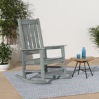 Oversized Outdoor Rocking Chair, HDPE 350lbs Heavy Duty Porch Rocker with High Back, All Weather Resistant Patio Rocking Chair for Lawn, Garden & Deck (Grey)