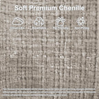 53.5" Oversized Round Chaise Lounge with Ottoman, Chenille, Beige White | Deep Seating Chair, Soft Chenille, a Matching Ottoman Offer Cloud-like Comfort for Reading, Lounging and Relaxing