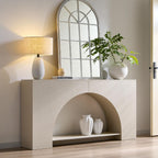 IFGET 63" Arched Console Table, 2-Tier Modern Entryway Table with Arched Base, Narrow Long Wood Sofa Table Behind Couch Table for Living Room, Hallway, Foyer, Cream