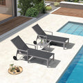 PURPLE LEAF Chaise Lounge Outdoor Set for 2 with Armrest, Grey | All-aluminum supportive armrests, effortless sitting & standing transitions, stylish design, ultimate outdoor leisure
