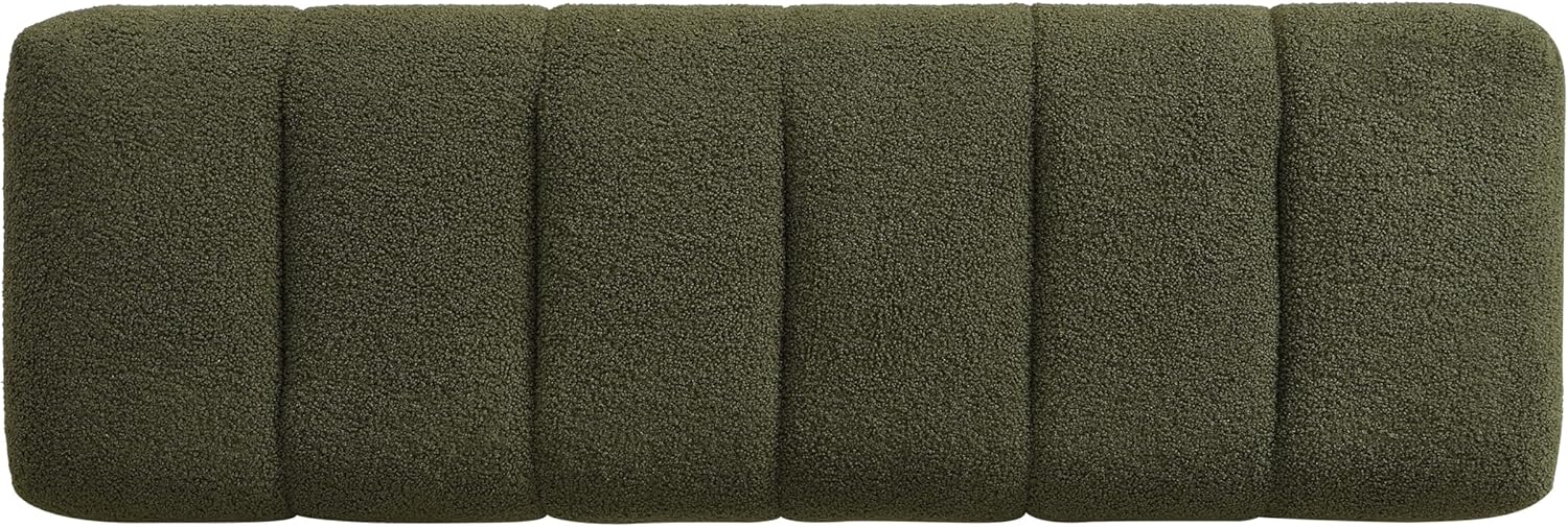 Merax 50" Green Boucle Upholstered Dining Bench Entryway Bench | No Assembly Required, End of Bed Ottoman, for Living Room Dining Room Bedroom, Floor-Friendly Feet Pads, Bear 300 LBS