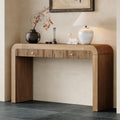 Console Table, 54.3" Wood Couch Table with Drawers, Farmhouse Entryway Table for Entrance, Hallway, Living Room, Easy Assmebly, Natural