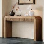 Console Table, 54.3" Wood Couch Table with Drawers, Farmhouse Entryway Table for Entrance, Hallway, Living Room, Easy Assmebly, Natural