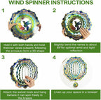 Hummingbird Wind Spinners for Yard and Garden, 12 inch 3D Metal Wind Spinner, Hummingbird Gifts for Mom and Dad, Hanging Wind Spinner for Outdoor & Indoor Decorations