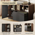 ModernMate 39" File Cabinet with Drawer, Office Storage Cabinet with Door | Home Office Printer Stand with Storage & Adjustable Shelves for Living Room, Entryway, Black Walnut