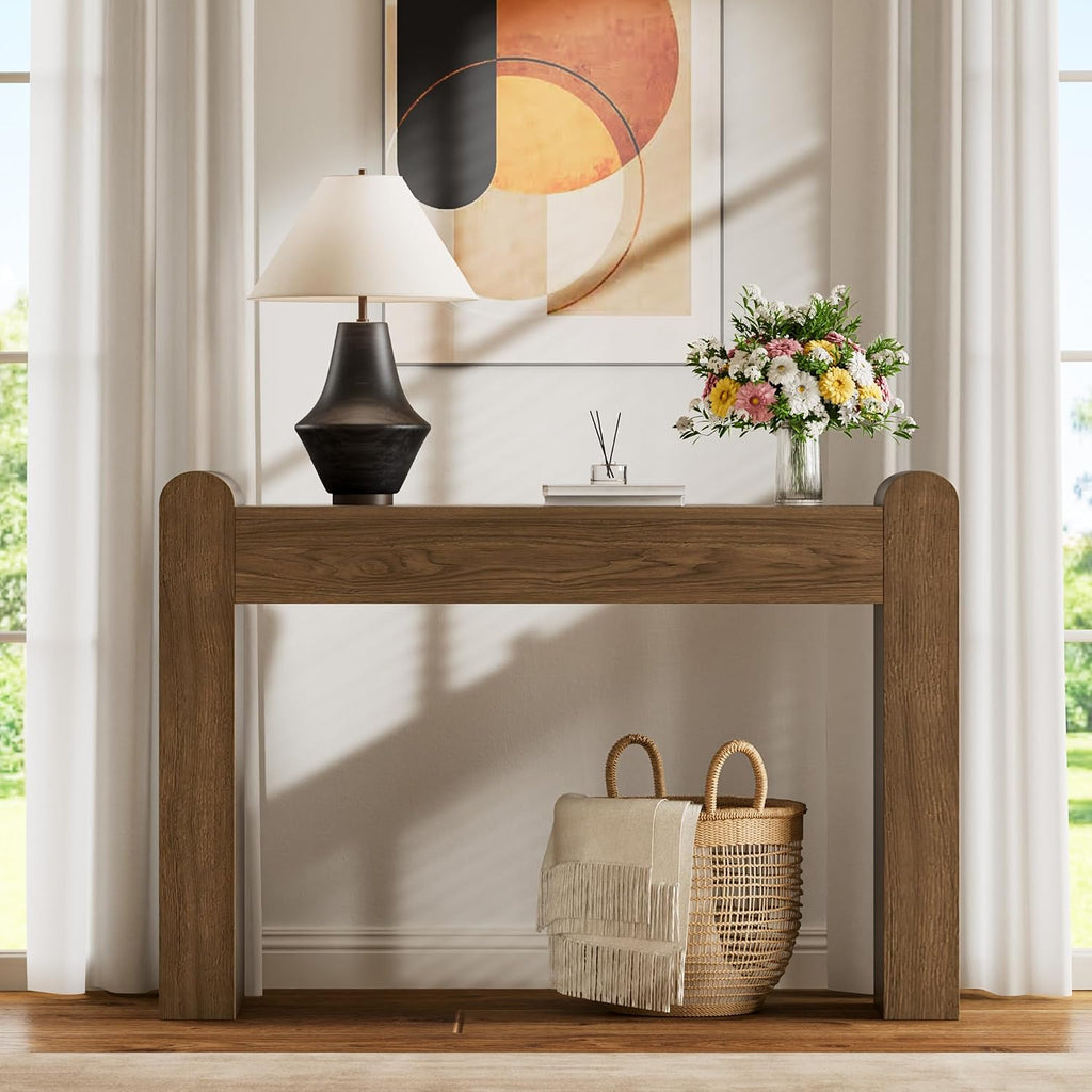 Lulive Arc Entryway Table, 47 Inch Curved Console Table for Hallway | Rounded edges and fluted texture soften narrow spaces; 11.8"D profile fits entryway, hallway, living room or behind sofa.