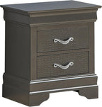 Sleek Metallic Black Nightstand with Drawers ﻿,for Small Spaces