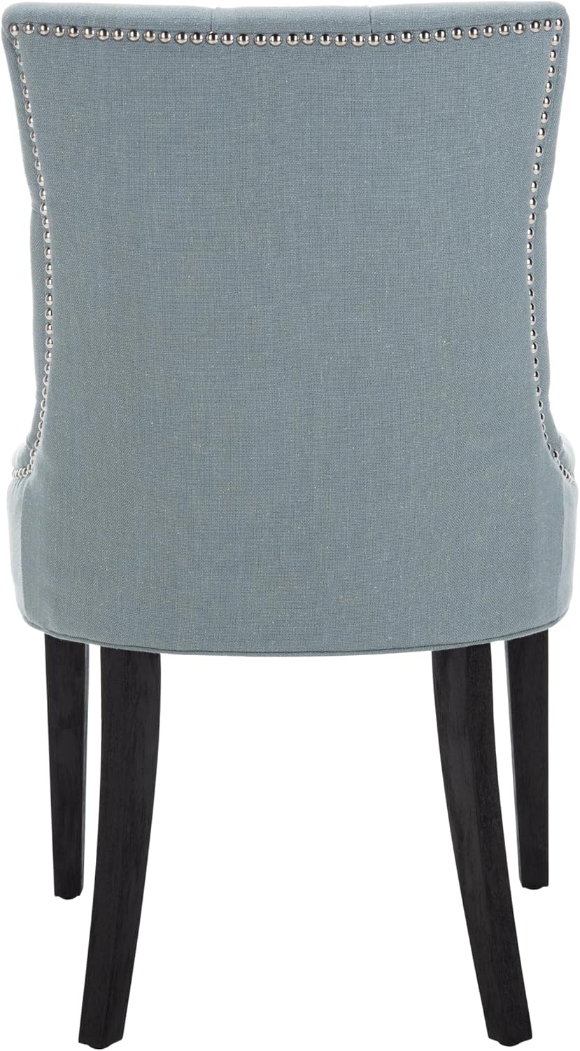 SAFAVIEH Home Collection - Abby Sky Blue Upholstered Dining Chair, Button Tufted Back, Nailhead Trim, Classic Accent Chair (MCR4701N)