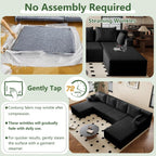 142"U Shape Sectional Couch,Oversized Couches for Living Room | Modern Corduroy Sofa with 2 Chaise, 4 Seater Deep Seat Memory Foam Compressed Sofa, No Assembly, Non-slip Base, Black