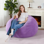 Homguava 3FT Bean Bag Chair for Adults,Teardrop Beanbag Chair with Handle | Big Bean Bag with Memory Foam Filled and Ultra Soft Corduroy Cover for Living Room, Bedroom（Pink 3FT)