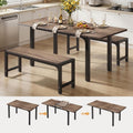 Ahomly 63“ Extendable Dining Table Set with 180° Smart-Flip Pivot, Gray | Dining Table Set for 4,Kitchen Table with Bench,Small Dining Table,Perfect for Small Space,Dinner Room Table Set for 6