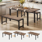 Ahomly 63“ Extendable Dining Table Set with 180° Smart-Flip Pivot, Gray | Dining Table Set for 4,Kitchen Table with Bench,Small Dining Table,Perfect for Small Space,Dinner Room Table Set for 6