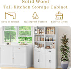 67" Tall Kitchen Pantry Storage Cabinet, Modern Freestanding Food Storage Unit with Doors, 4 Tier Open Shelves, Cupboard for Small Kitchen, Mudroom or Hallway (White, with Drawer)