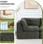 Modular Sectional Sofa with Ottoman, 112 Inch, Blackish Green
