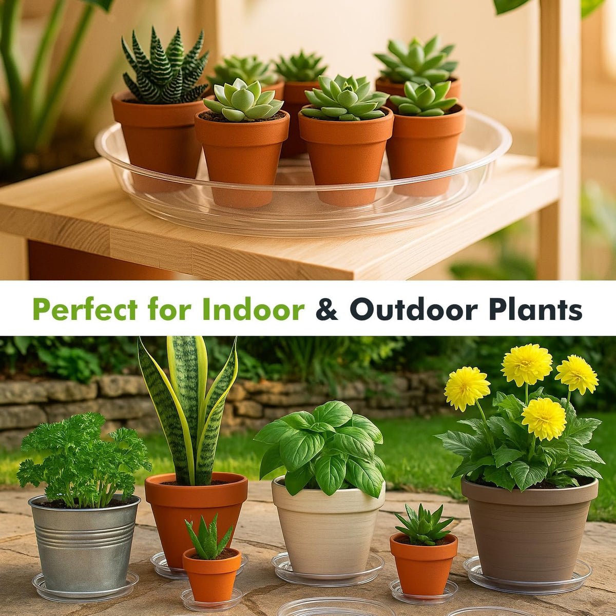 30 Packs 14 Inches Large Clear Plant Saucers for Indoor Outdoor Use Heavy Duty Plastic Plant Trays for Planter Bulk Flower Pot Drip Trays to Catch Water, 4 to 20 Inch