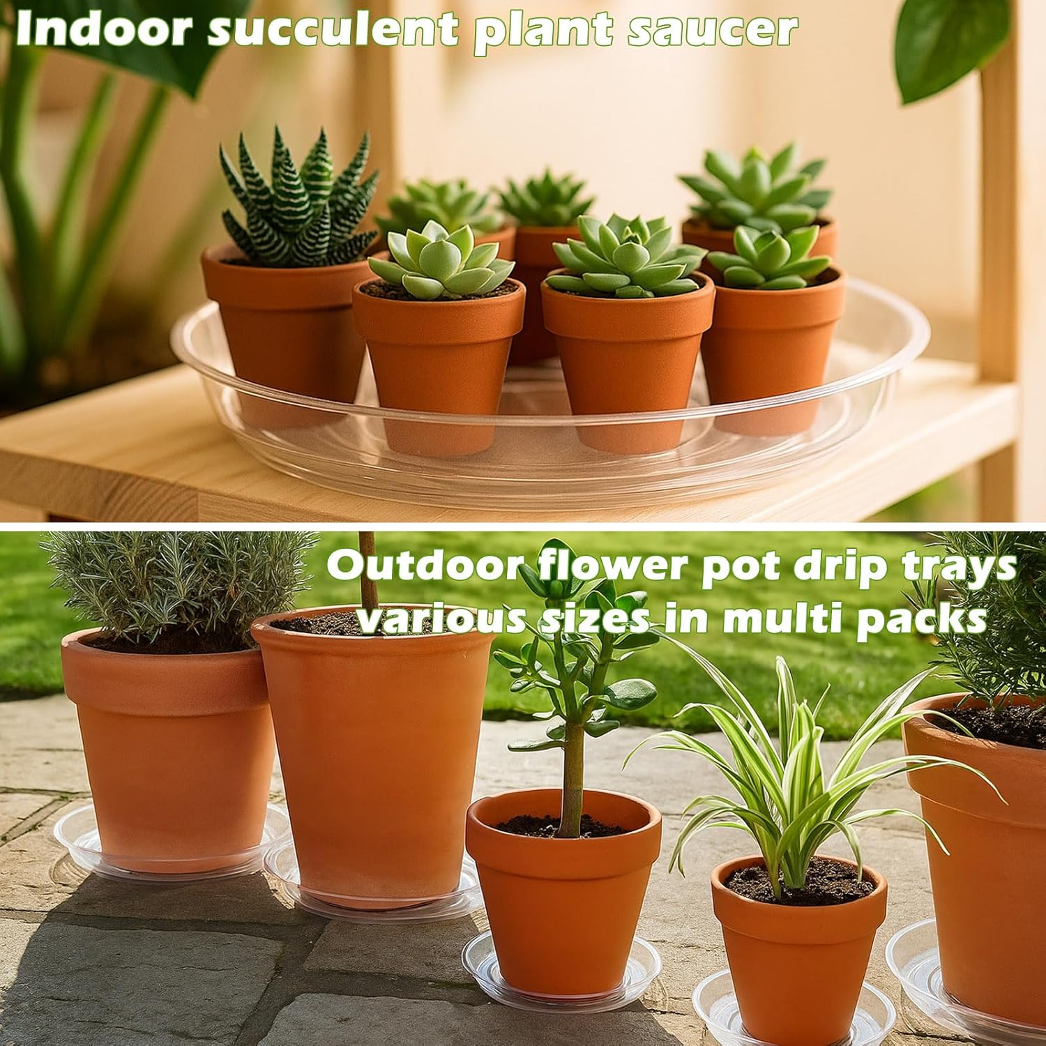 9 Packs 12 Inches Large Clear Plant Saucers for Indoor Outdoor Use Heavy Duty Plastic Plant Trays for Planter Flower Pot Drip Trays to Catch Water, 4 to 20 Inch, Round Transparent