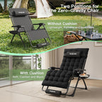 Amopatio Oversized Zero Gravity Chair XXL 33Inch Reclining Camping Lounge Chairs w/Removable Cushion&Headrest, Upgraded Lock and Footrest, Folding Patio Recliner for Indoor Outdoor, Black