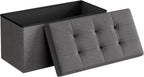 SONGMICS 30 Inches Folding Storage Ottoman Bench, Load 660 lb | Ottoman Foot Rest, Storage Chest, for Living Room, Entryway, Slate Gray and Ink Black, MINOTA Collection ULSF47K
