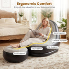 DORTALA Inflatable Chair with Ottoman, Portable Blow Up Single Air Sofa with Footstool, Cup Holder and Repair Patches, Indoor Outdoor Air-Filled Chair for Camping, Gaming