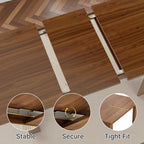 Miereirl 9-Piece Farmhouse Extendable Dining Table Set with 8 Chairs, Adjustable Length Rectangular Dining Room Furniture, Space-Saving Expandable Kitchen Dining Set (Walnut Table+8 Brown Chairs)