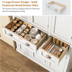 71"H Tall Kitchen Pantry Cabinet with LED Lights,39"W Modern Large Kitchen Hutch Cabinet w/6 Door Shelves,2 Large Drawer,Freestanding Food Pantry w/Adjustable Shelves for Kitchen,Dining Room,White