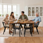 LUE BONA Black Dining Chairs Set of 8, Farmhouse Wood Dining Chairs with Semicircular Backrest, Spindle Dining Chair for Kitchen and Dining Room, 18 Inch