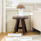 Walker Edison Colt Modern Farmhouse Solid Wood Round Side Table, 18 Inch, Espresso