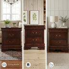 Signature Design by Ashley Alisdair 2 Drawer Nightstand, Reddish Brown | 21.63 in wide, Louis Philippe-style moulding, Metal slides beneath drawers, Antiqued bronze-tone pulls, Master bedroom use
