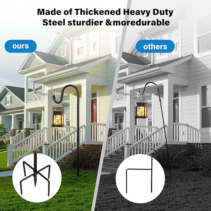 Shepherd Hooks for Outdoor, 2 Pack 94 Inch Bird Feeder Pole with 5 Prongs Base for Hanging Lantern, Hummingbird Feeder, Lightweight Plant, Shepherds Hook for Bird Feeders for Outside