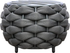 TWT Aluminium Patio Sofa Ottoman Handwoven PVC Rope with Thick Cushion All Weather for Balcony Porch Yard - Dark Gray