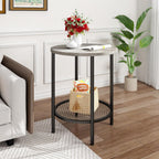 Recaceik Round Coffee Table and End Table Set of 3 with Storage, Modern Vintage Grey Coffee Table and Side Table for Living Room, Office, Apartment, Small Space