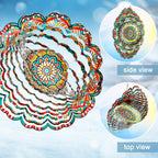 Mandala Wind Spinner - Lucky Star Design | 12-Inch Laser Cut Stainless Steel, Kinetic Hanging Wind Sculpture for Garden, Porch, Patio, Home | Outdoor 3D Metal Windcatcher & Yard Art