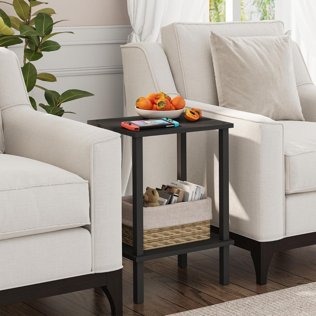 TUTOTAK End Table, Set of 2, Side Table, Nightstand, 2-Tier Storage Shelf