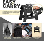 Utopia Home Folding Step Stool 9 Inch, Anti-Slip, 300 lbs, Black | 9-inch foldable step stool with anti-slip surface, built-in handle, and 300 lbs strong plastic support for safe home use.