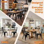 Set of 8 Midnight Black Metal Dining Chairs, Classic Tolix Style Stackable Kitchen Chairs, Durable Steel Seating for Indoor Cafe & Bistro