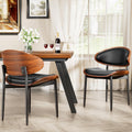 YaFiti Dining Chairs Set of 2, Mid Century Modern PU Leather Kitchen Chairs | Ergonomic Walnut Backrest & Metal Legs, Upholstered Waterproof Faux Leather Seat, Adjustable Footpads for Dining Room, Black