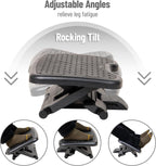 Mind Reader Adjustable Foot Rest with Elastomer Pad for Comfort and Support, Ergonomic Foot Platform, Height Adjustable, Black