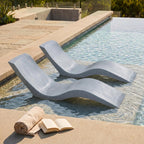Aqua Outdoors Luxury in-Pool Chaise Lounge Chairs, 2-Pack for Tanning Ledge & Sun Shelf, Fits 9 Inch Water Depth, Heavy-Duty LDPE Water-Weighted Pool Loungers, UV-Resistant, Gray Granite.