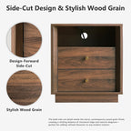 FORTUNETEC 19.6" Nightstand with Charging Station, Dark Walnut