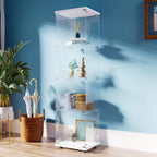 FANYUSHOW Tempered Glass Display Cabinet 4-Shelf Curio Cabinet with Security Lock 5mm Display Shelf Showcase for Living Room/Bedroom/Office- White 64.7" H x 16.7" L x 14.37" W